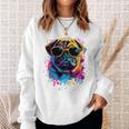 Pug Dog Lovers カラフル ポップアート パグ 長袖tシャツ スウェットシャツ 彼女への贈り物