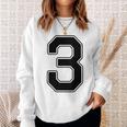 【バックプリント・背中側】3 数字 背番号 ユニフォーム ナンバー【ブラック／黒の文字】スポーツ 野球 サッカー 部活 スウェットシャツ 彼女への贈り物