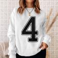 【バックプリント・背中側】4 数字 背番号 ユニフォーム ナンバー【ブラック／黒の文字】スポーツ 野球 サッカー 部活 スウェットシャツ 彼女への贈り物