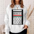 【バックプリント・背中側】Bocci ぼっち ロゴ 総柄 イタリア国旗風【変なtシャツ】陰キャ ブランド パロディ 面白 スウェットシャツ 彼女への贈り物