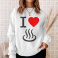 【バックプリント・背中側】アイラブ・温泉 マーク お風呂 銭湯 記号 お土産 旅行 ハート スタッフ 面白い スウェットシャツ 彼女への贈り物