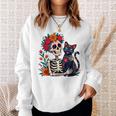 スケルトン ハグ 猫 シュガー スカル Día Los Muertos ハロウィン スウェットシャツ 彼女への贈り物