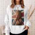 セクシーガールグラフィックtシャツ 「ホットピンナップガール&イギリスの旗」 長袖tシャツ スウェットシャツ 彼女への贈り物