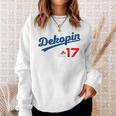 デコピン 大谷 Dekopin 愛犬 Decoy 二刀流 Decopin 野球 ユニホーム風 犬 かわいい 長袖tシャツ スウェットシャツ 彼女への贈り物