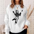 フライングvギターで遊ぶ猫 スウェットシャツ 彼女への贈り物