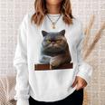 ブリティッシュショートヘア猫猫ママ猫ママかわいい猫 長袖tシャツ スウェットシャツ 彼女への贈り物
