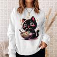 ラーメン猫かわいいアニメ猫ラーメン愛好家甘い スウェットシャツ 彼女への贈り物