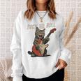 ロックンロール ギター 猫 ビンテージ Rock ギタリスト 猫 長袖tシャツ スウェットシャツ 彼女への贈り物