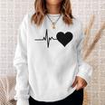 心電図のパターン ハートカラー ブラック スウェットシャツ 彼女への贈り物