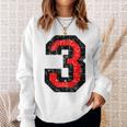 数字 3 ヴィンテージブラック&レッド スウェットシャツ 彼女への贈り物