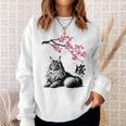 日本美術 メインクーン 猫 桜 桜 スウェットシャツ 彼女への贈り物