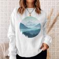 湖 森 風景 山 シルエット 長袖tシャツ スウェットシャツ 彼女への贈り物