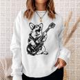 犬 ギタリスト ギター ペンブローク ウェールズ コーギー パパ ママ スウェットシャツ 彼女への贈り物