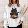 猫 ラーメン グラフィック 日本語 カワイイ アニメ 面白い ラーメン 猫 長袖tシャツ スウェットシャツ 彼女への贈り物