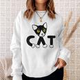 猫 子猫 ハチワレ モノトーン 白 黒 かわいい ユニーク スウェットシャツ 彼女への贈り物