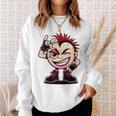 生意気なパンクロックロッカー イロとブーツ付き 面白いパンク 長袖tシャツ スウェットシャツ 彼女への贈り物