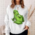 面白い邪悪なカエル サカラスティック 怒っているカエル かわいい 不機嫌な狂気 スウェットシャツ 彼女への贈り物