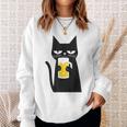 面白い黒猫はビールが大好きおもしろいビール好き スウェットシャツ 彼女への贈り物