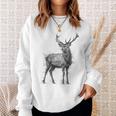 鹿 絵 グラフィック 動物 アート モチーフ 鹿 スウェットシャツ 彼女への贈り物