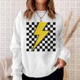 黄色の稲妻チェッカー審美的レーシング 長袖tシャツ スウェットシャツ 彼女への贈り物