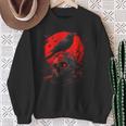 Black Gothic Raven Skull Red Moon Graphic Black Crow Sweatshirt Gifts for Old Women