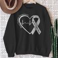 Brain Tumor Awareness Heart Brain Cancer Gray Ribbon Support Sweatshirt Gifts for Old Women