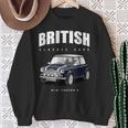 British Classic Car ダークブルー ミニスポーツカー スウェットシャツ 年配の女性への贈り物