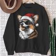 Corgi サンタハット 面白い かわいい 犬 ママ お父さん クリスマス 長袖tシャツ スウェットシャツ 年配の女性への贈り物