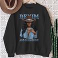 Denim And Diamonds African Melanin Cowgirls Western Sweatshirt Gifts for Old Women