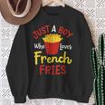 Just A Boy Who Loves French Fries フライドポテト じゃがいも ヴィーガン スウェットシャツ 年配の女性への贈り物