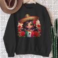 Long Haired Curvy Mexican Chibi Zarape Roses Mexican Pride スウェットシャツ 年配の女性への贈り物