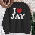 I Love Jay I Heart Jay レッドハート スウェットシャツ 年配の女性への贈り物