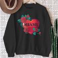 I Love Miami Miami Love Heart & Roses Illustration Graphic スウェットシャツ 年配の女性への贈り物