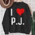 I Love Pj PJ ハート アンティーク調 長袖tシャツ スウェットシャツ 年配の女性への贈り物
