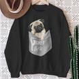 Love Pugs かっこいいポケットパグ ペット 犬 グラフィックデザイン スウェットシャツ 年配の女性への贈り物