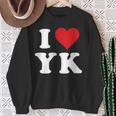 I Love Yk Initials I Heart YK First Last Name Y K スウェットシャツ 年配の女性への贈り物