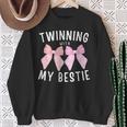 Pink Bow Twinning With My Bestie Twin Matching Twins Friends Sweatshirt Gifts for Old Women