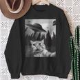 Ufo と面白い猫のセルフィー スウェットシャツ 年配の女性への贈り物