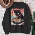 かわいい 黒猫 ラブ ラーメン カワイイ ねこ アニメ 日本語 スウェットシャツ 年配の女性への贈り物