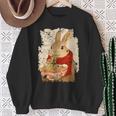かわいいウサギが麺をすする スウェットシャツ 年配の女性への贈り物