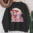 イングリッシュクリーム ゴールデンレトリバー ママギフト ハート メガネ ラブ スウェットシャツ 年配の女性への贈り物