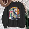イングリッシュブルドッグ ユニコーン ライディング ダイナソー Tレックス ギフト メンズ レディース スウェットシャツ 年配の女性への贈り物