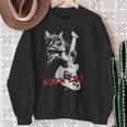 エレキギターを弾くロックキャット 面白い猫ニャーパロディショー スウェットシャツ 年配の女性への贈り物