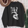 ギターを弾くロック猫 面白いギター猫 スウェットシャツ 年配の女性への贈り物