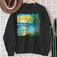 トロピカルビーチ 太陽 オーシャン ヤシの木 ゴッホスタイル アートデザイン スウェットシャツ 年配の女性への贈り物