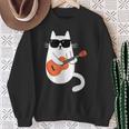 ネコとギター 猫とサングラス ネコ好き 猫飼い アコースティックギター エレキギター 音楽家 バンド ネコ 猫 スウェットシャツ 年配の女性への贈り物