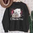 ハート バレンタイン ピーチゴマ 猫 カップル I Meow You スウェットシャツ 年配の女性への贈り物