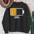 バッテリーハーフ残量50 バッテリーデッドtシャツ バッテリー残量が少ない スウェットシャツ 年配の女性への贈り物
