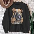 ブルドッグ 写真家 写真カメラ スウェットシャツ 年配の女性への贈り物