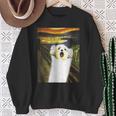 マルチーズ 面白いtシャツ 犬 ムンクの叫び かわいい メンズ 子供 おもしろ 服 グッズ ネタ わんこ スウェットシャツ 年配の女性への贈り物